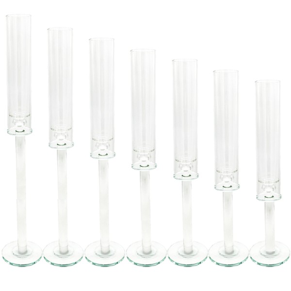 Kerzenständer Line Glas 1-arm mit Glaszylinder 40cm, 45cm, 50cm, 55cm, 60cm, 65cm, 70cm | Kerzenhalter | Kerzenleuchter Hochzeit mieten