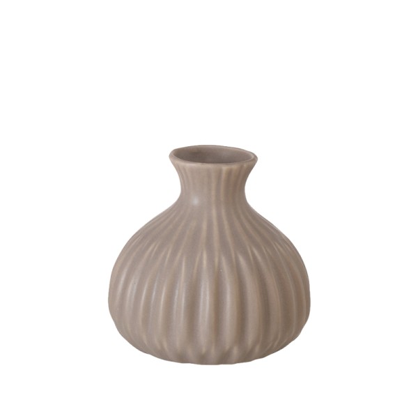 Vase Rille Keramik taupe - Style 3 mieten für Hochzeit, Feier, Event