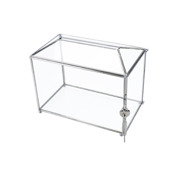 Kartenbox Geschenkebox Glas geometrisch silber Hochzeit mieten