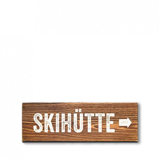 Schild "Skihütte" | Holz braun | 30cm | Verleih Apres Ski Party, Winterfeier [mieten]
