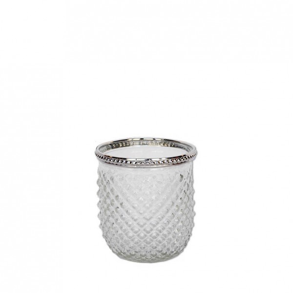 Vase Kristall mit Silberrand