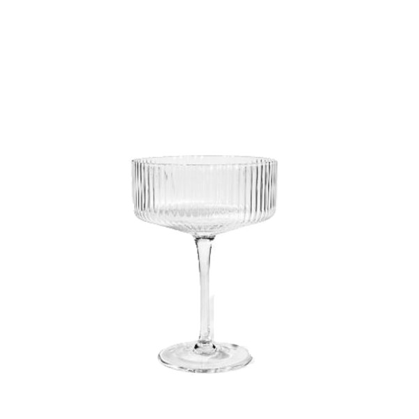 Sektschale Champagnerschale Rillen geriffelt | Glas klar mieten | Verleih Hochzeit, Feier, Trauung, Sektempfang, Veranstaltung 
