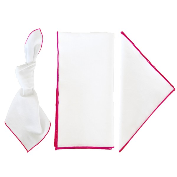 Serviette Leinen weiss | pink | mieten für Hochzeit und Event