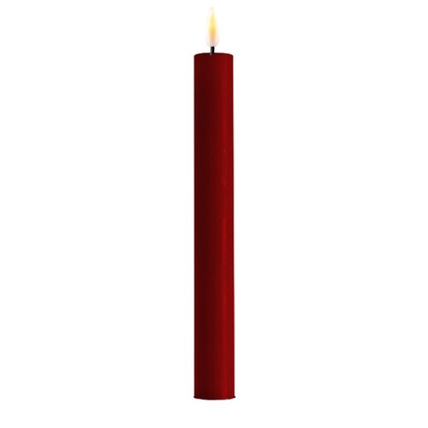 LED Stabkerze Spitzkerze Echtwachs bordeaux burgundy Batterie mieten Hochzeit, Feier, Veranstaltung