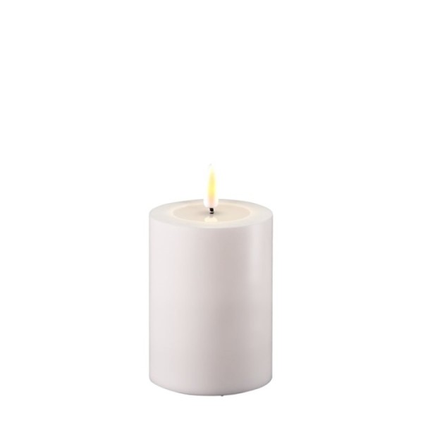 LED Stumpenkerze Kunststoff outdoor Real Flame weiss 10x7,5cm Batterie mieten Hochzeit, Feier