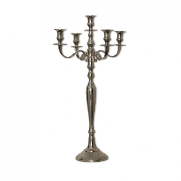Kerzenständer | Kerzenleuchter | Kerzenhalter 5-arm silber mieten Hochzeit, Feier, Event