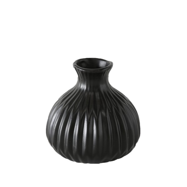 Vase Rille Keramik schwarz - Style 3 mieten für Hochzeit, Feier, Event