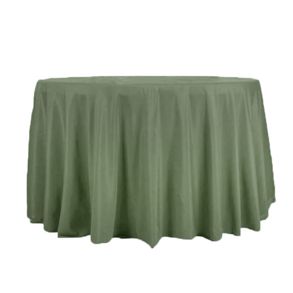 Tischdecke oliv green | olivgrün | rund 275 cm mieten Hochzeit, Event, Feier