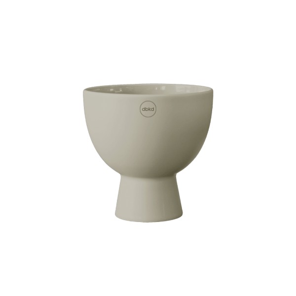 Schale Vase Keramik sand beige modern mit Fuss Blumenschale mieten für Blumendeko Hochzeit und Feier
