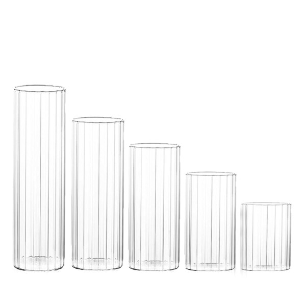 Vase Zylinder Rille Glas klar [mieten] | Tisch Dekoration Hochzeit Event Verleih