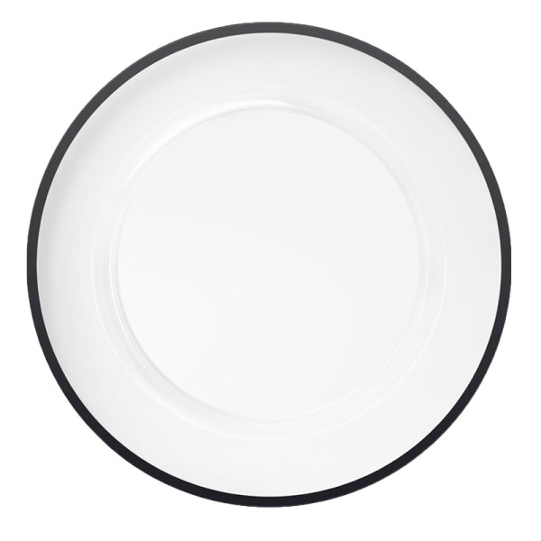 Platzteller_Fine_Glas_rund_klar_schwarzer_rand_33cm_mieten_Verleih_Hochzeit_Firmenfeier_Geburtstag_1