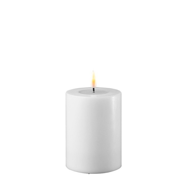 LED Stumpenkerze Echtwachs Real Flame weiss 10x7,5cm Batterie mieten Hochzeit, Feier