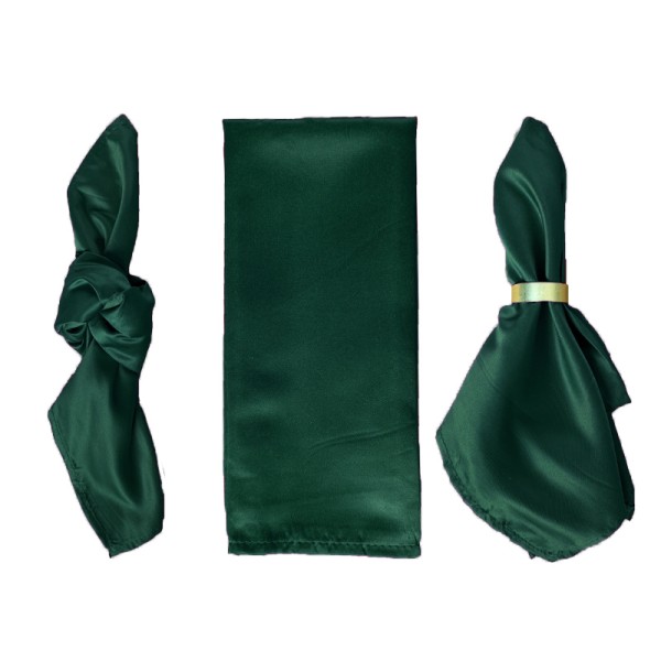 Serviette Lamour Satin edel elegant dunkelgrün | forest green | emerald | mieten für Hochzeit, Geburtstag, Event