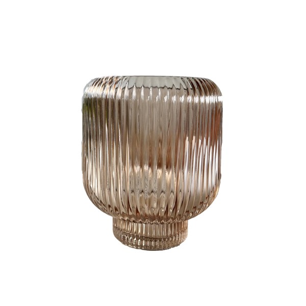 Vase Rille, Glas beige braun mit Fuß mieten für Hochzeit Dekoration