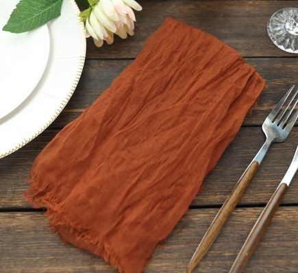Serviette Musselin terracotta rost | mieten | Verleih für Hochzeit und Event