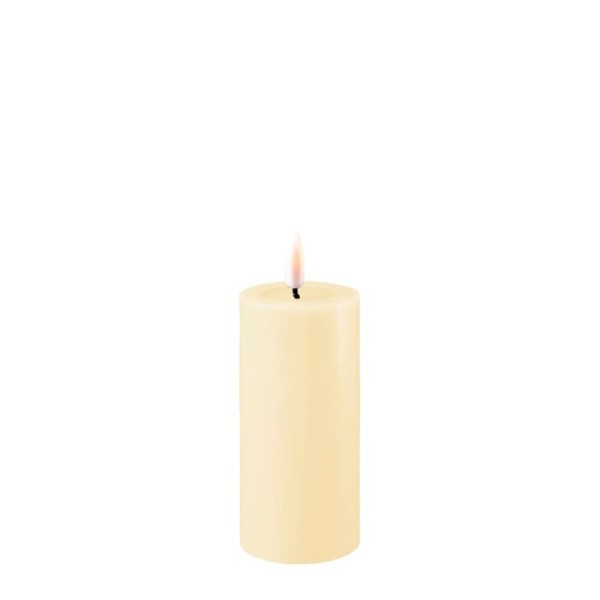 LED Stumpenkerze Echtwachs Real Flame weiss 10x5cm Batterie mieten Hochzeit, Feier