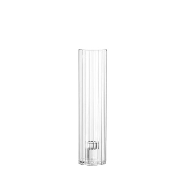 Kerzenhalter Line 1-arm Glas Rille | geriffelt klar mit Glaszylinder, Glasaufsatz | für Stabkerzen | Kerzenständer | Kerzenleuchter Deko Hochzeit [mieten