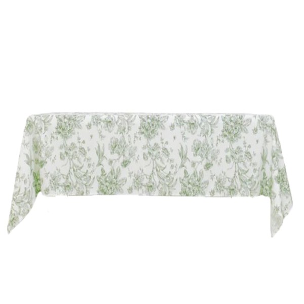 Tischdecke floral grün rechteckig 150x260 cm mieten | Verleih Hochzeit Feier