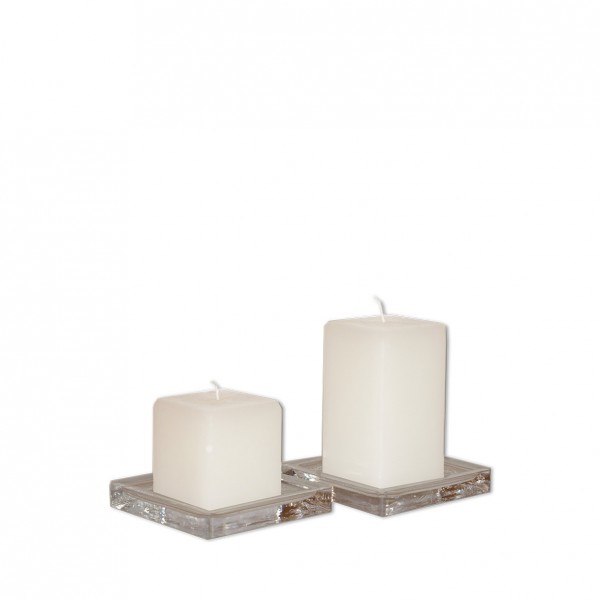 Kerzen Untersetzer Glas quadratisch [mieten] für Hochzeit und Event