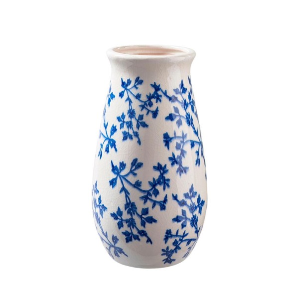 Vase Keramik weiss-blau Blumen Ranken Motiv Französisch Italienisch Portugisisch Mediterran mieten | Verleih Hochzeit Event Feier Tischdeko