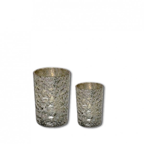 Vase/ Teelichthalter marmoriert silber antik mieten Hochzeit Tischdeko Feier Event