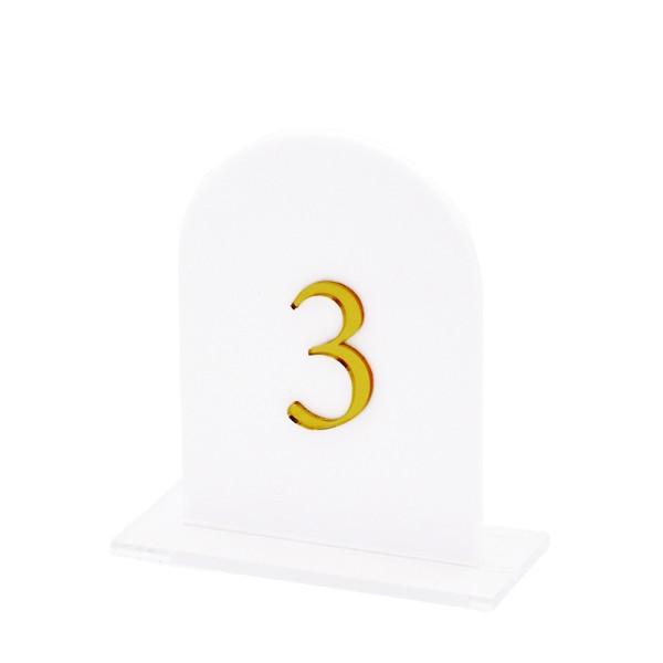 Tischnummer Acryl rund mit goldener Schrift [mieten]