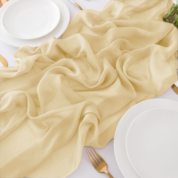 Tischläufer Chiffon beige mieten | Verleih Hochzeit, Feier, Geburtstag, Event