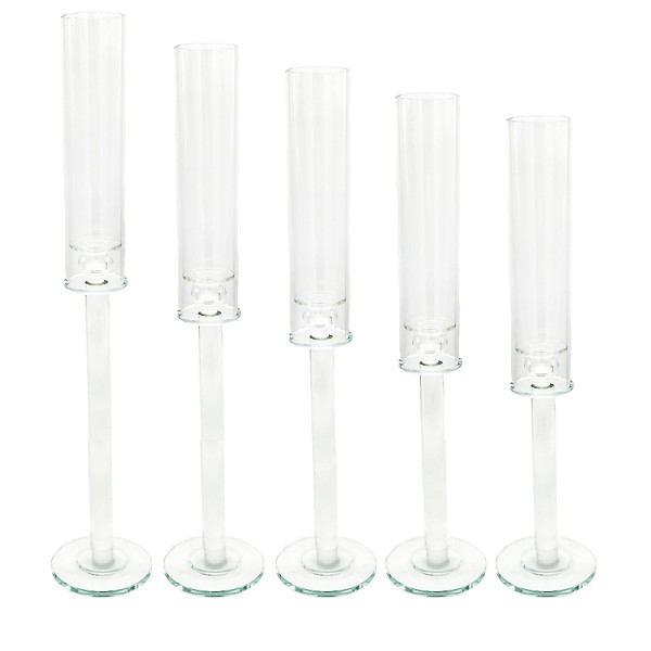 Kerzenständer Line Glas 1-arm mit Glaszylinder 50cm, 55cm, 60cm, 65cm, 70cm | Kerzenhalter | Kerzenleuchter Hochzeit mieten