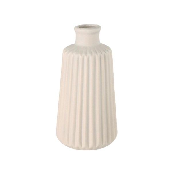 Vase Rille Keramik beige - Style 5 mieten für Hochzeit, Feier, Event