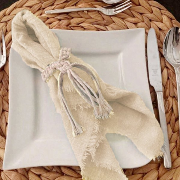 Serviette Leinen Baumwolle ivory-creme-beige | mieten | Verleih für Hochzeit und Event