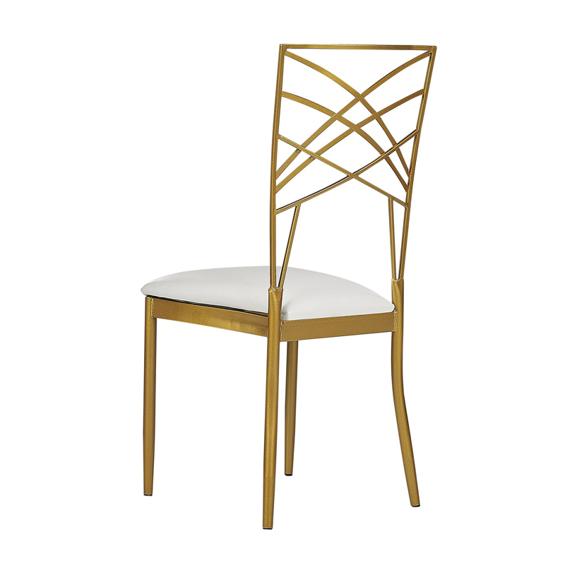 Stuhl Line Metall gold mit Polster [mieten]