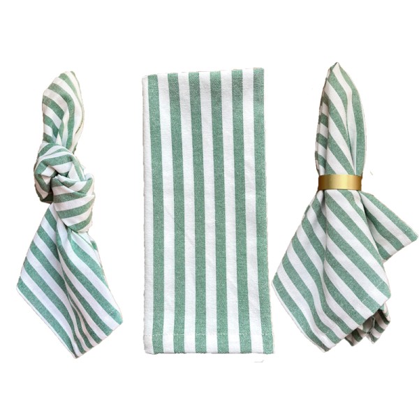 Serviette Leine Streifen grün | mieten für Hochzeit, Geburtstag, Feier, Event Tischdeko mediterran