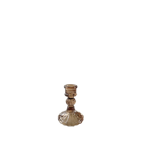 Kerzenständer | 1-arm Kristall Glas braun | Kerzenhalter | Kerzenleuchter Hochzeit Feier mieten