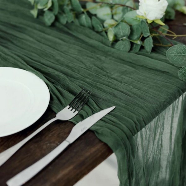 Tischläufer Musselin forestgreen grün dunkelgrün mieten | Verleih Hochzeit