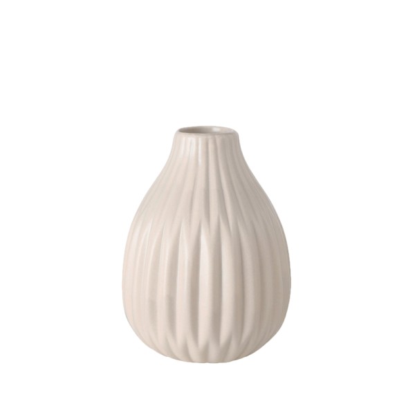 Vase Flaschenvase Rille Keramik beige mieten für Hochzeit und Feier Dekoration_1