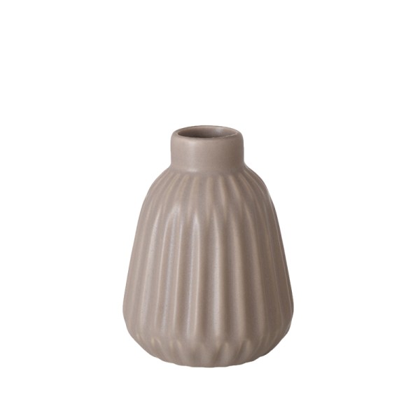 Vase Rille Keramik taupe - Style 2 mieten für Hochzeit, Feier, Event