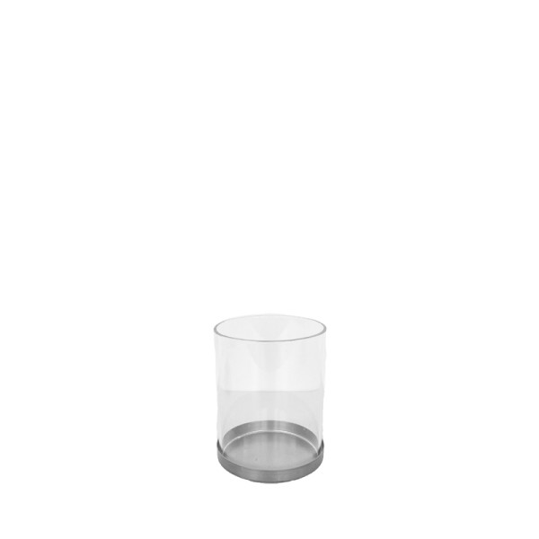 Kerzenhalter Line 1-arm silber mit Glaszylinder, Glasaufsatz | für Stumpenkerzen | Kerzenständer | Kerzenleuchter [mieten