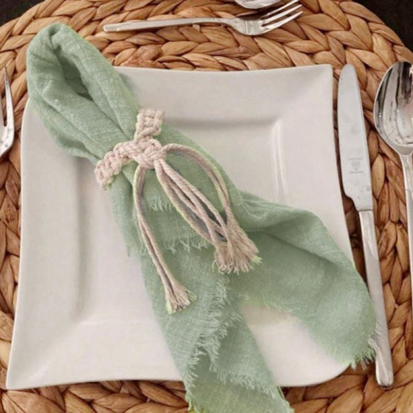 Serviette Leinen Crackle Baumwolle dusty green-salbei-eukalyptus | mieten | Verleih für Hochzeit und Event
