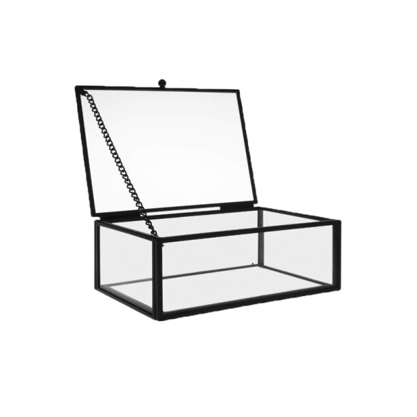 Schatulle Ringe Hochzeit Trauung Ringbox Ringkissen, Glas mit schwarzem Rand [mieten]