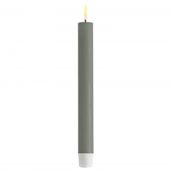 LED Stabkerze Spitzkerze Echtwachs dusty green salbeigrün Batterie mieten Hochzeit, Feier, Veranstaltung