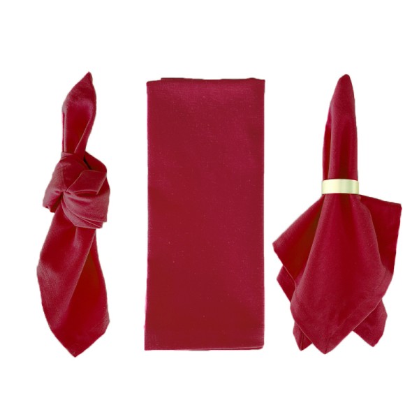 Serviette Leine cherry | kirschrot | dunkelrot | bordeaux mieten | Verleih für Hochzeit und Event
