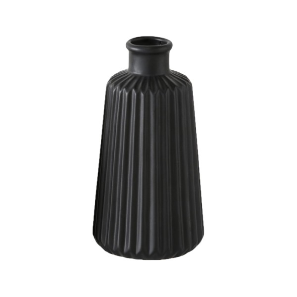 Vase Rille Keramik schwarz - Style 5 [mieten]