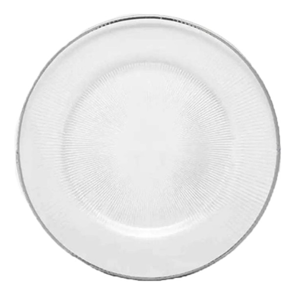 Platzteller_Romantik_Kunststoff_Rille_klar_Silberrand_33cm_mieten_Verleih_Hochzeit_Firmenfeier_Geburtstag_1