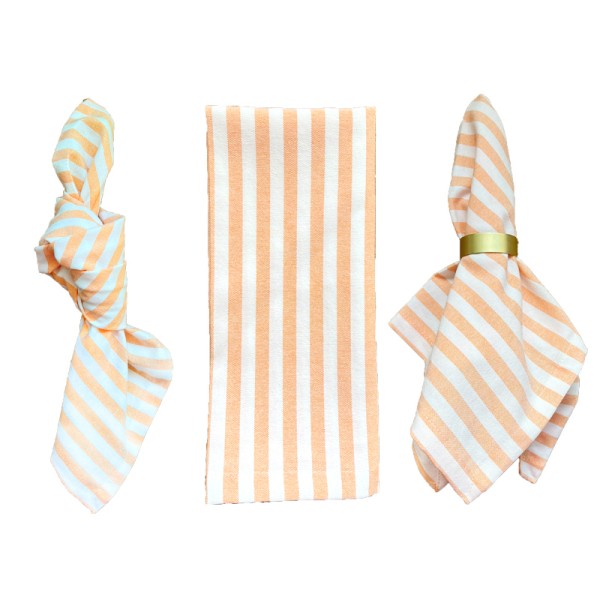 Serviette Leine Streifen orange | mieten für Hochzeit, Geburtstag, Feier, Event 