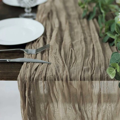 Tischläufer Musselin natur mieten | Verleih Hochzeit