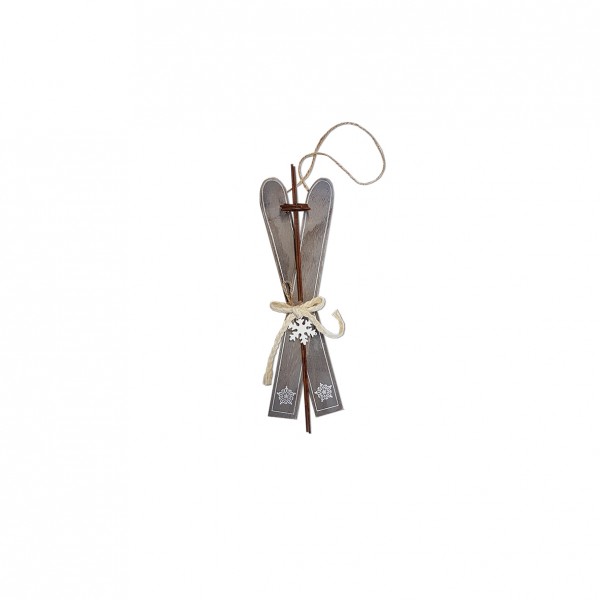 Ski Holz Grau | 24cm | zum Hängen oder Legen | Verleih Deko Winterfeier, Apres Ski Party, Weihnachstfeier [mieten]