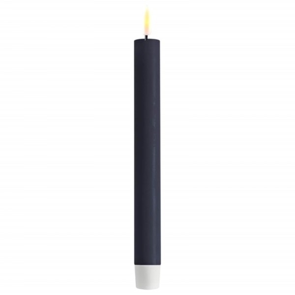 LED Stabkerze Spitzkerze Echtwachs dusty blue | dunkelblau Batterie mieten Hochzeit, Feier, Veranstaltung