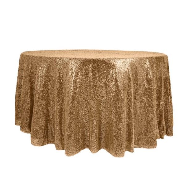 Tischdecke Pailetten gold Glitter, Glitzer Verleih | rund 305 cm mieten | Hochzeit Feier Event Geburtstag mieten