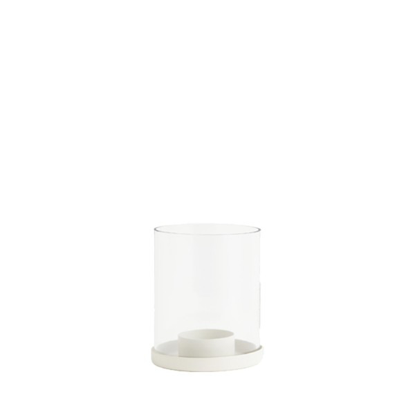 Teelichthalter mit Glaszylinder beige mieten für Hochzeitsdeko
