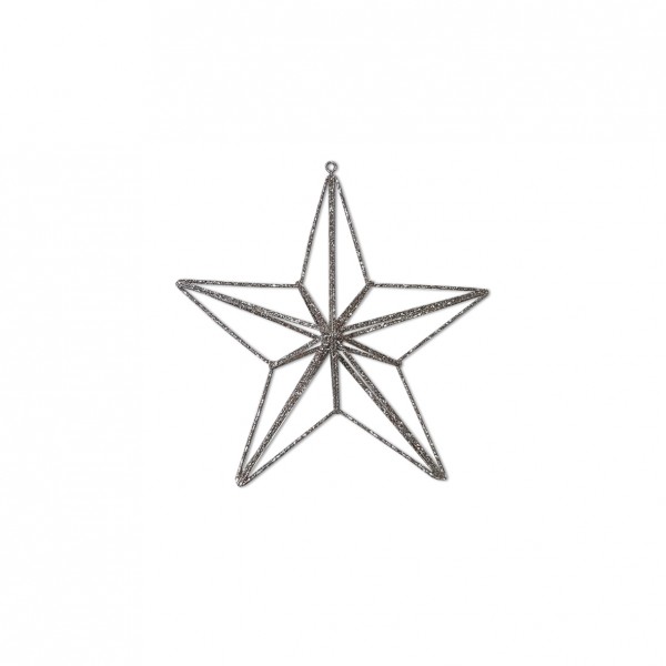 Stern Draht | 3D silber | 17cm | zum Hängen | Verleih Deko Weihnachtsfeier [mieten]